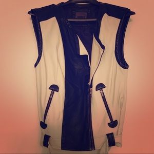 Black & Cream Leather Vest